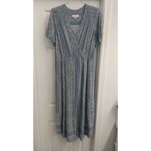 Knox Rose V-neck Maxi Dress Xl Blue Boho Beachy Cottage core Feminine